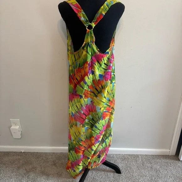 Trina Turk Swim Cover-Up Maxi Dress ~ Polynesia Palms - Sheer Size Small - Picture 4 of 9